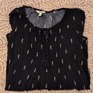 Sonoma Black and Orange Floral Blouse